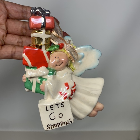 Let’s go shopping ANGEL with gifts Christmas tree ornament decoration used - Picture 13 of 17